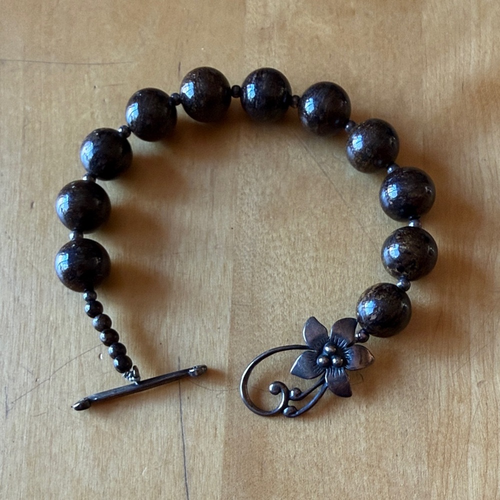 Silpada Bronzite and sterling bracelet
